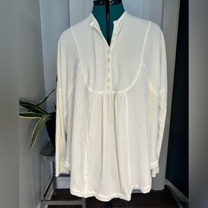 Free People thermal Leo peplum oversized Henley - size small
